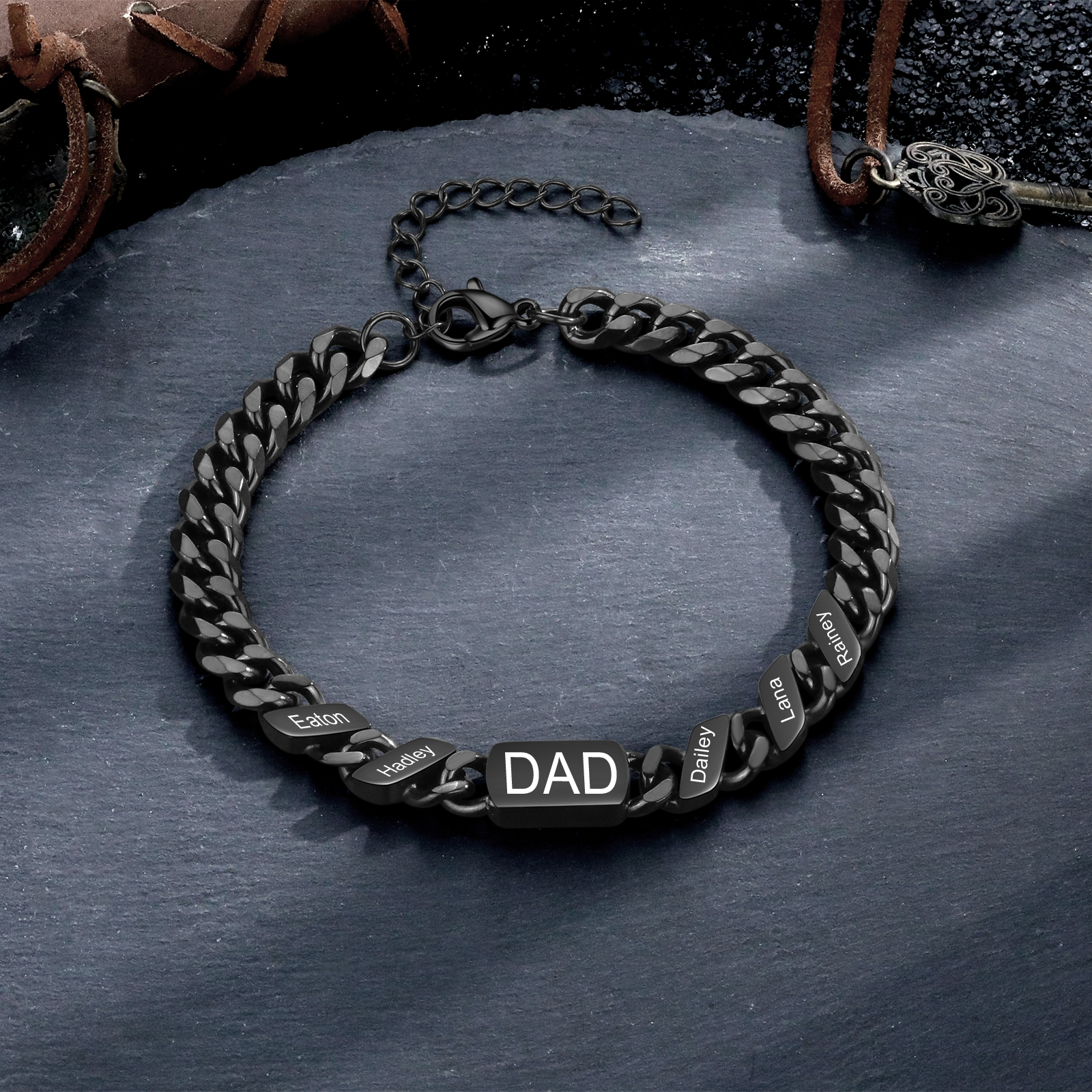 Bracciale da uomo personalizzato in stile maglia cubana per papà