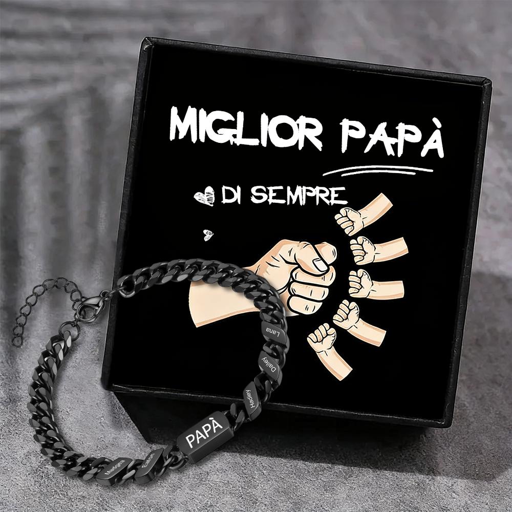 Bracciale da uomo personalizzato in stile maglia cubana per papà