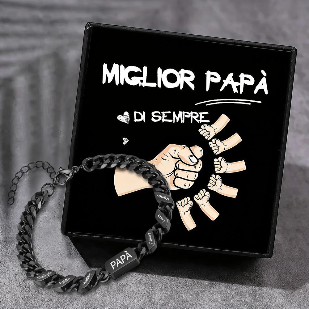 Bracciale da uomo personalizzato in stile maglia cubana per papà