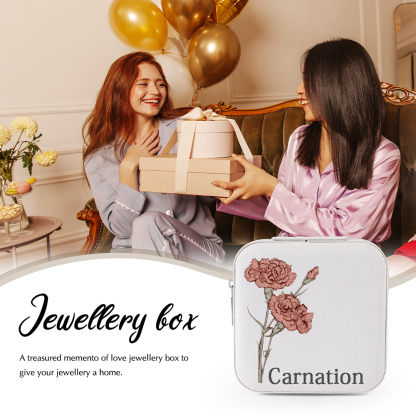 [Copy]Square Jewelry Storage Box-Personalised 1 Name Customized Birthflower Storage Box In Various Colors