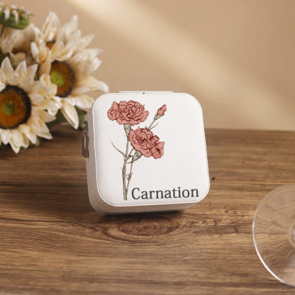 [Copy]Square Jewelry Storage Box-Personalised 1 Name Customized Birthflower Storage Box In Various Colors