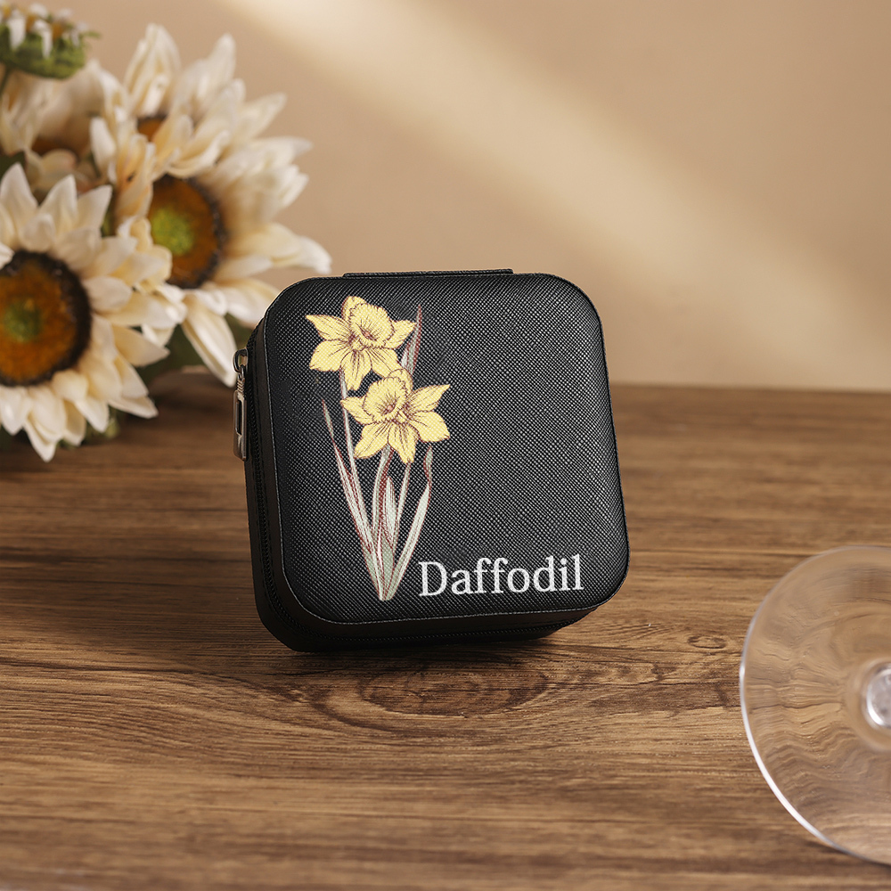 [Copy]Square Jewelry Storage Box-Personalised 1 Name Customized Birthflower Storage Box In Various Colors