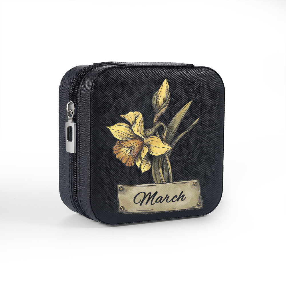 Square Jewelry Storage Box-Personalised 1 Name Customized Birthflower Storage Box In Various Colors