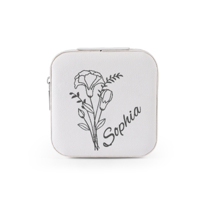 Square Jewelry Storage Box-Personalised 1 Name Customized Birthflower Storage Box In Various Colors