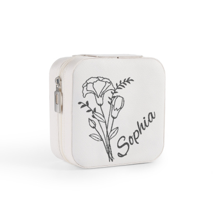 Square Jewelry Storage Box-Personalised 1 Name Customized Birthflower Storage Box In Various Colors