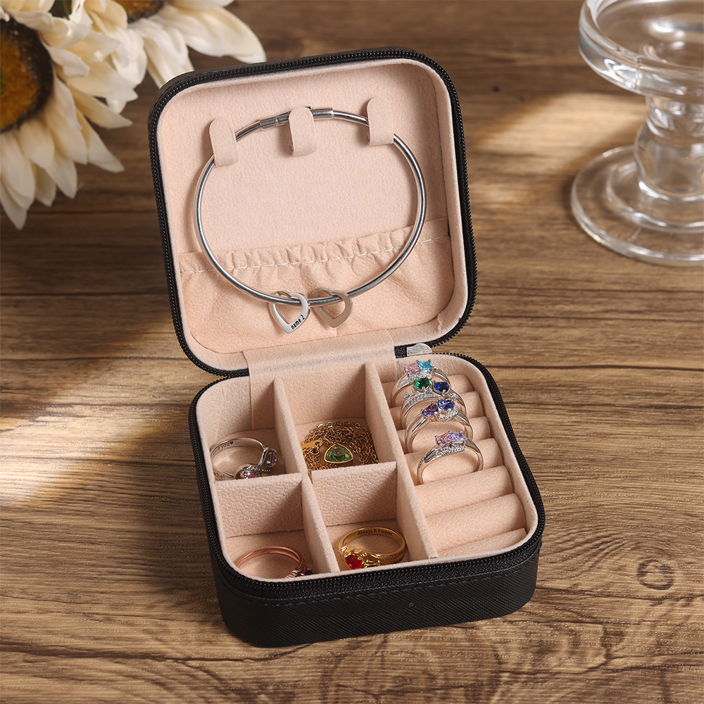 Square Jewelry Storage Box-Personalised 1 Name Customized Birthflower Storage Box In Various Colors