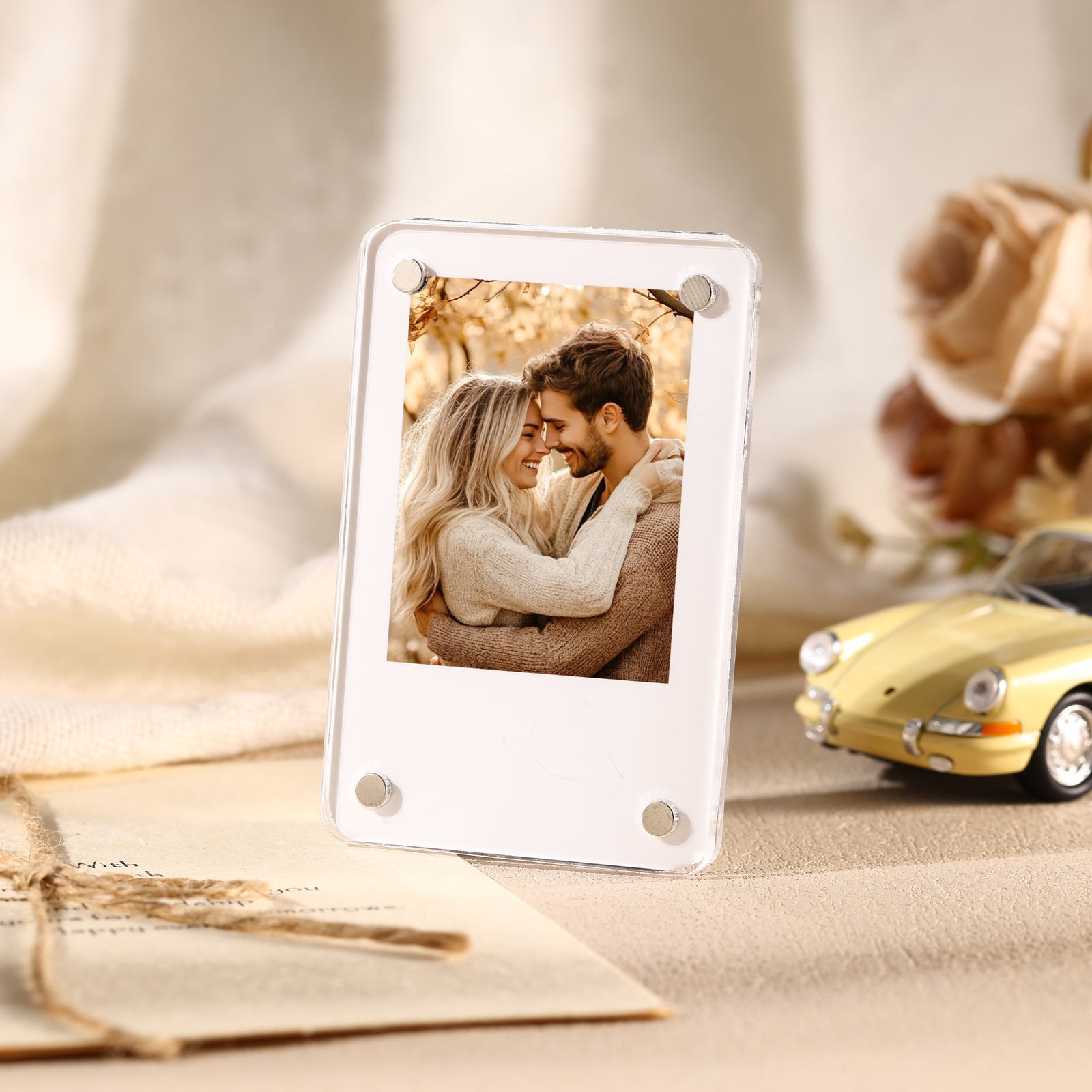 Portafoto Personalizzato per Auto - Clip per Parasole con 1 Foto - Elegante Decorazione da Auto - Regalo di San Valentino per Lei/Lui | Jessemade