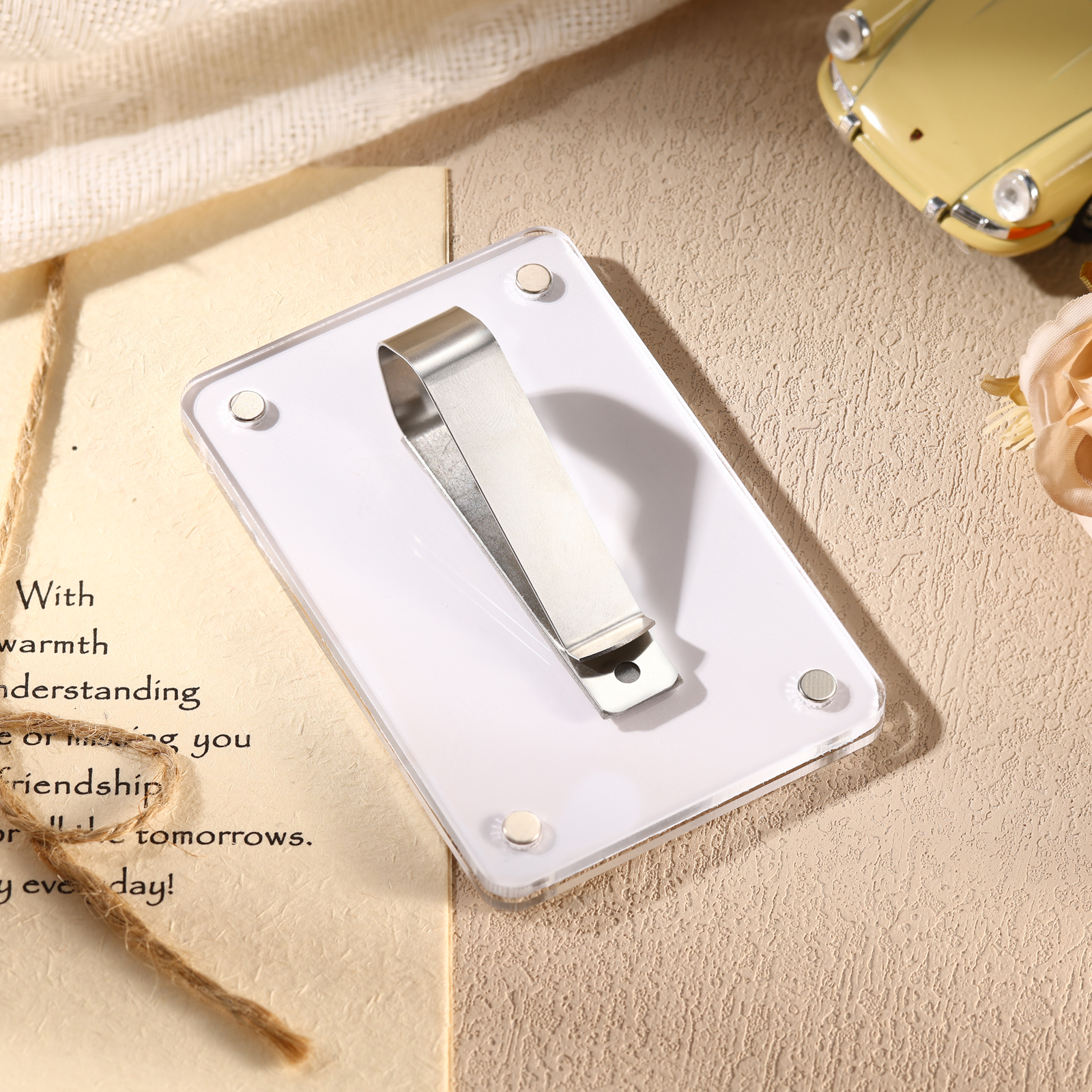 Portafoto Personalizzato per Auto - Clip per Parasole con 1 Foto - Elegante Decorazione da Auto - Regalo di San Valentino per Lei/Lui | Jessemade