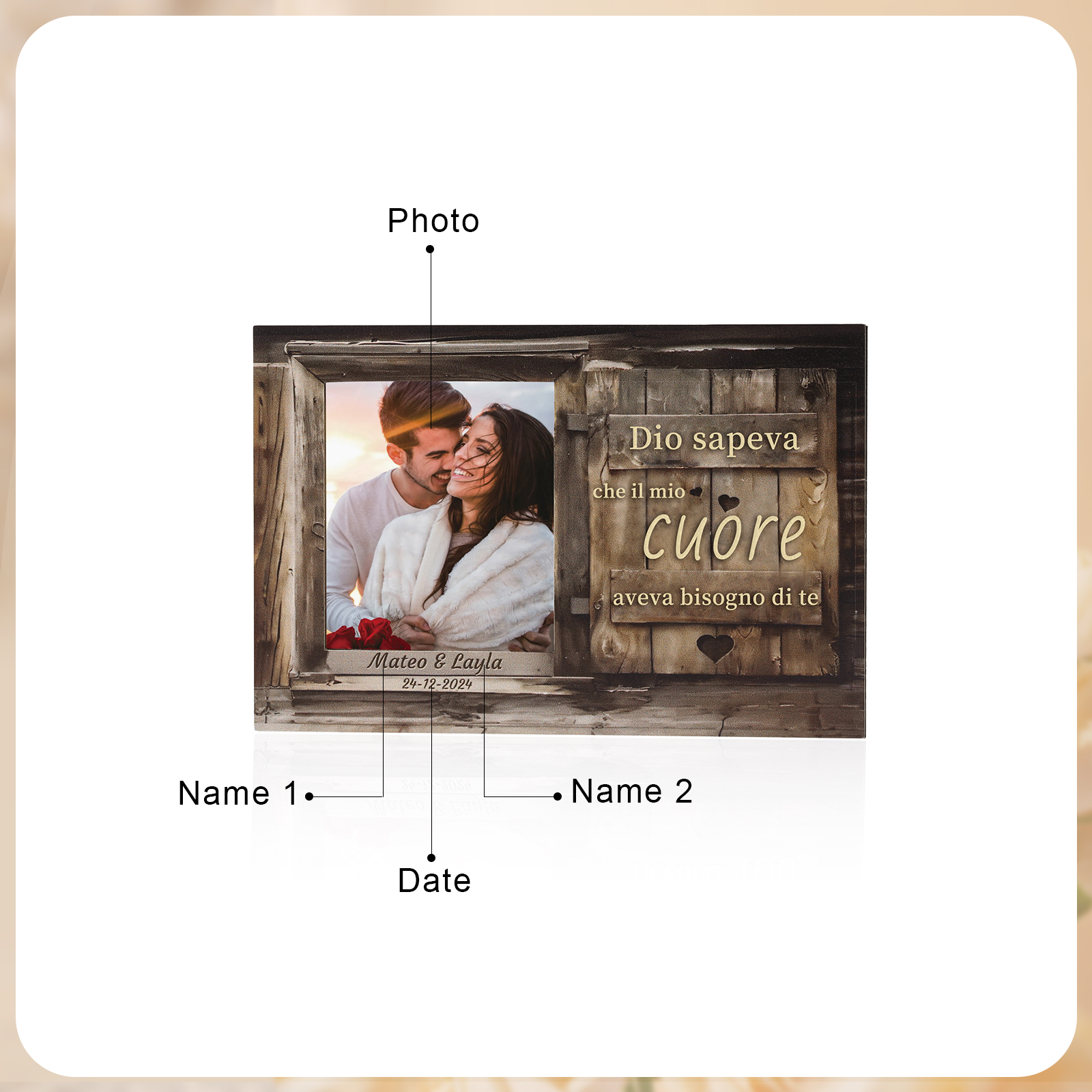 Portafoto Personalizzato per Auto - Clip per Parasole con Foto, 2 Nomi e Data - "Dio sapeva che il mio cuore aveva bisogno di te" - Regalo di San Valentino per Lei/Lui | Jessemade