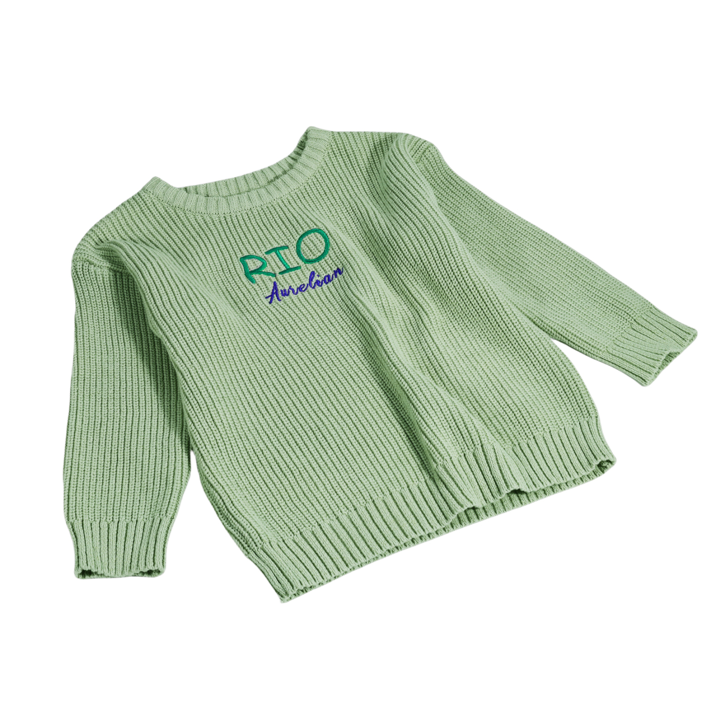 Maglioncino Verde per Bambini Personalizzato - 2 Nomi Ricamati, Morbido Materiale in Cotone, Disponibile in Vari Colori e Taglie - Regalo Perfetto per Bambini | Jessemade