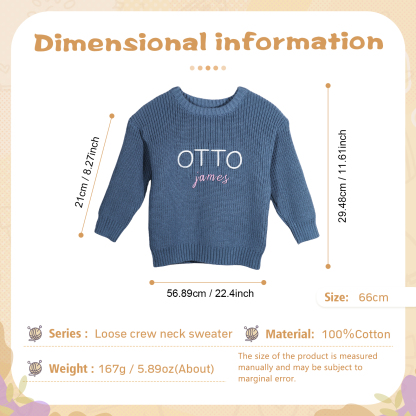 Maglioncino Blu per Bambini Personalizzato - 2 Nomi Ricamati, Morbido Materiale in Cotone, Disponibile in Vari Colori e Taglie - Regalo Perfetto per Bambini | Jessemade