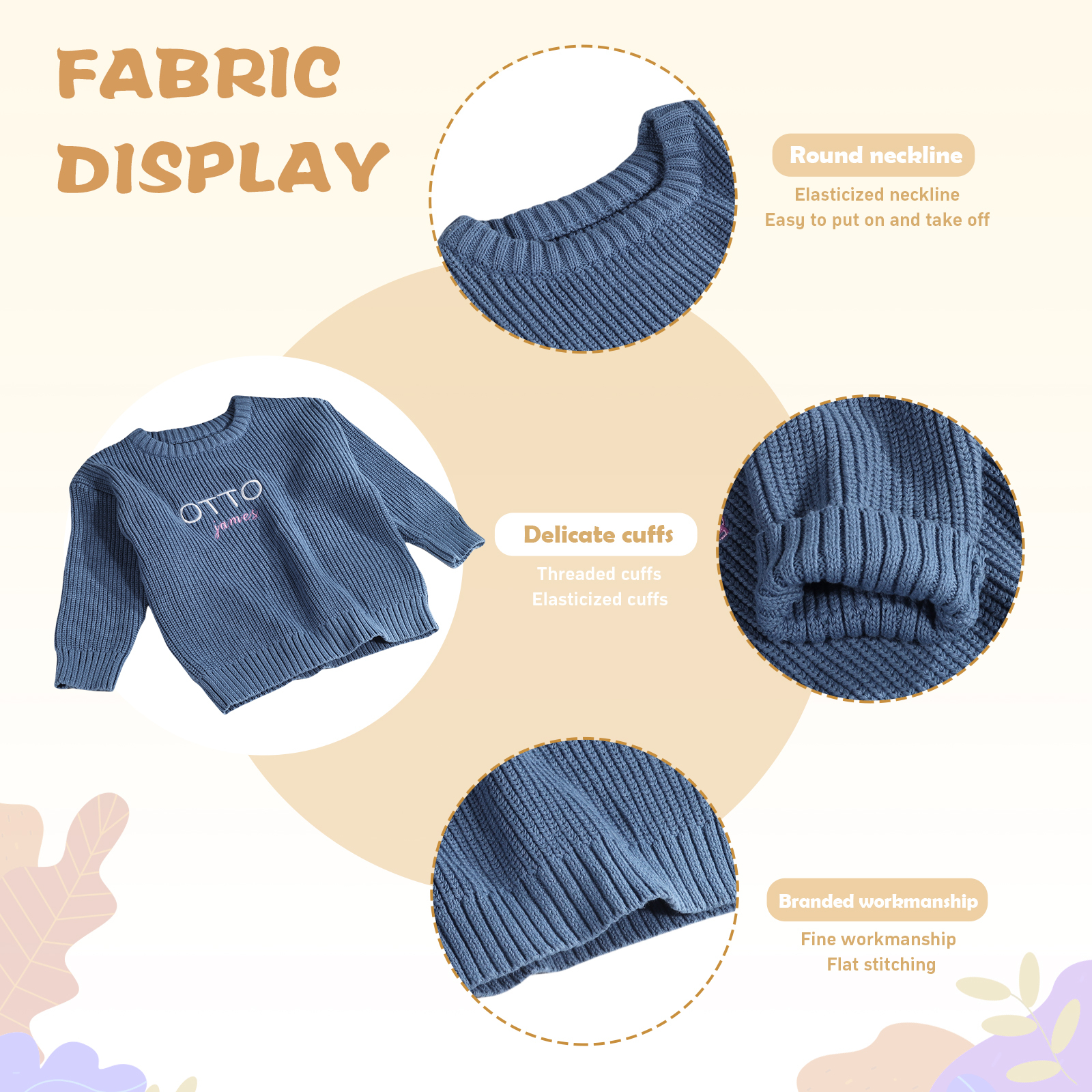 Maglioncino Blu per Bambini Personalizzato - 2 Nomi Ricamati, Morbido Materiale in Cotone, Disponibile in Vari Colori e Taglie - Regalo Perfetto per Bambini | Jessemade