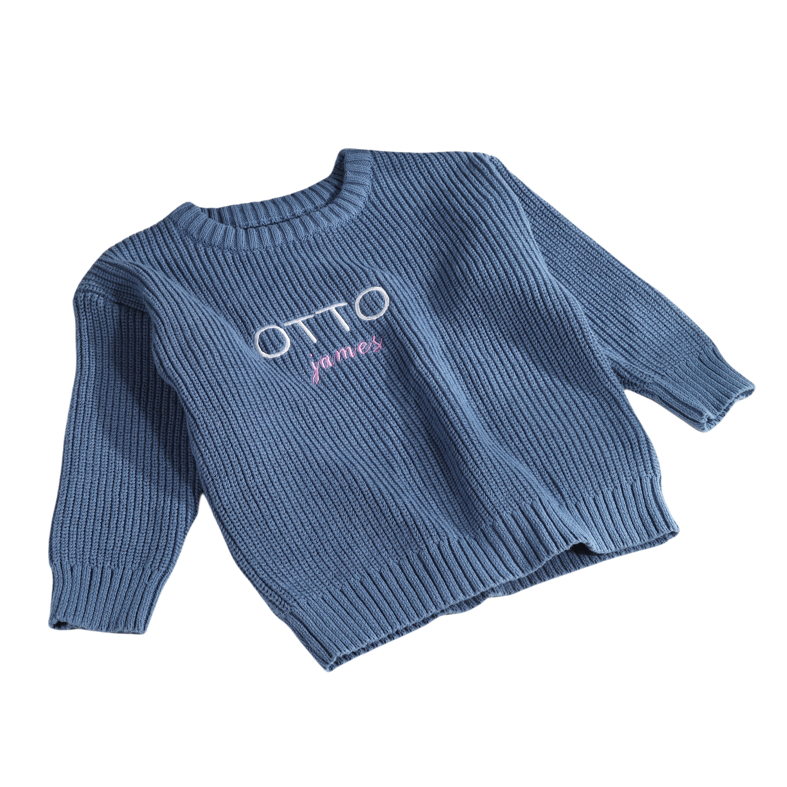Maglioncino Blu per Bambini Personalizzato - 2 Nomi Ricamati, Morbido Materiale in Cotone, Disponibile in Vari Colori e Taglie - Regalo Perfetto per Bambini | Jessemade
