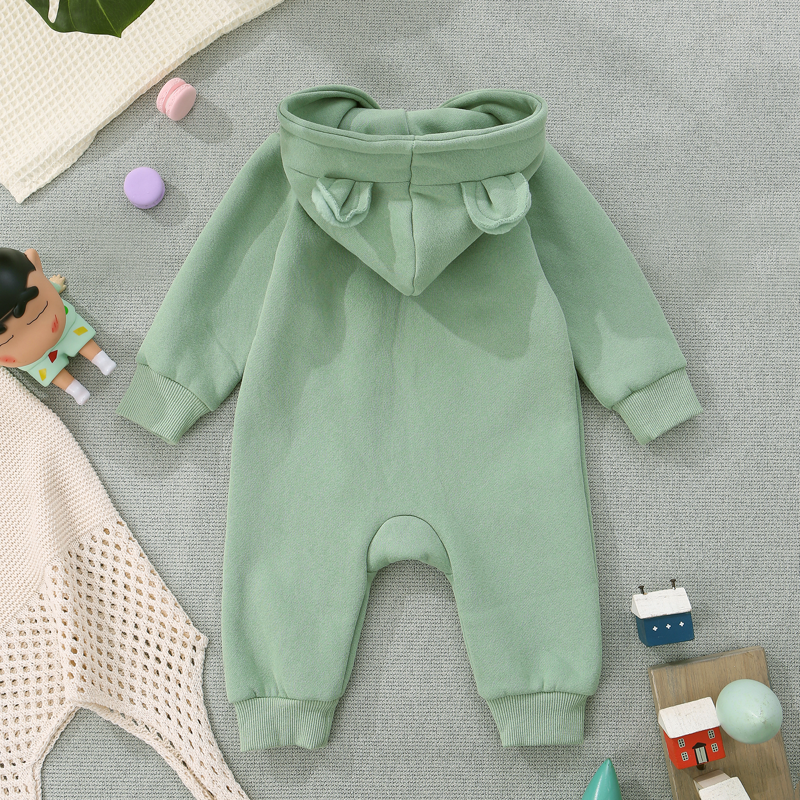 Tutina Verde in Cotone per Bambino con Cappuccio Carino - Personalizzabile con Nome, Disponibile in Varie Taglie - Regalo Perfetto per Neonati | Jessemade