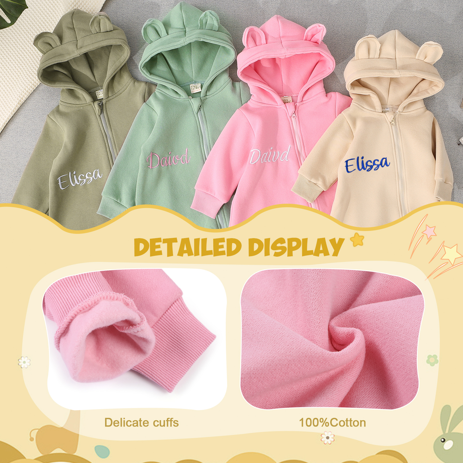 Tutina Rosa in Cotone per Bambino con Cappuccio Carino - Personalizzabile con Nome, Disponibile in Varie Taglie - Regalo Perfetto per Neonati | Jessemade