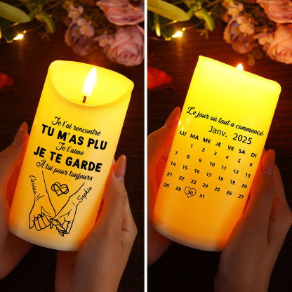 Candela a LED personalizzata per coppia con 2 nomi