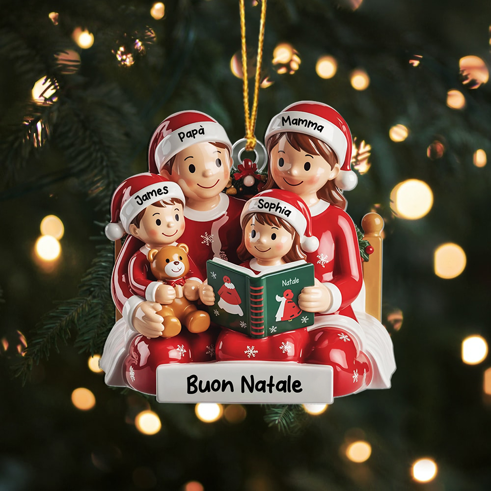Ciondolo personalizzato per famiglia con 2 figli, con i nomi di mamma, papà e dei 2 figli, regalo di Natale per papà, mamma, figlio, figlia, nipote (maschio), nipote (femmina) | Jessemade