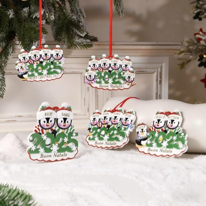 Addobbo natalizio personalizzato con famiglia di pinguini 2025