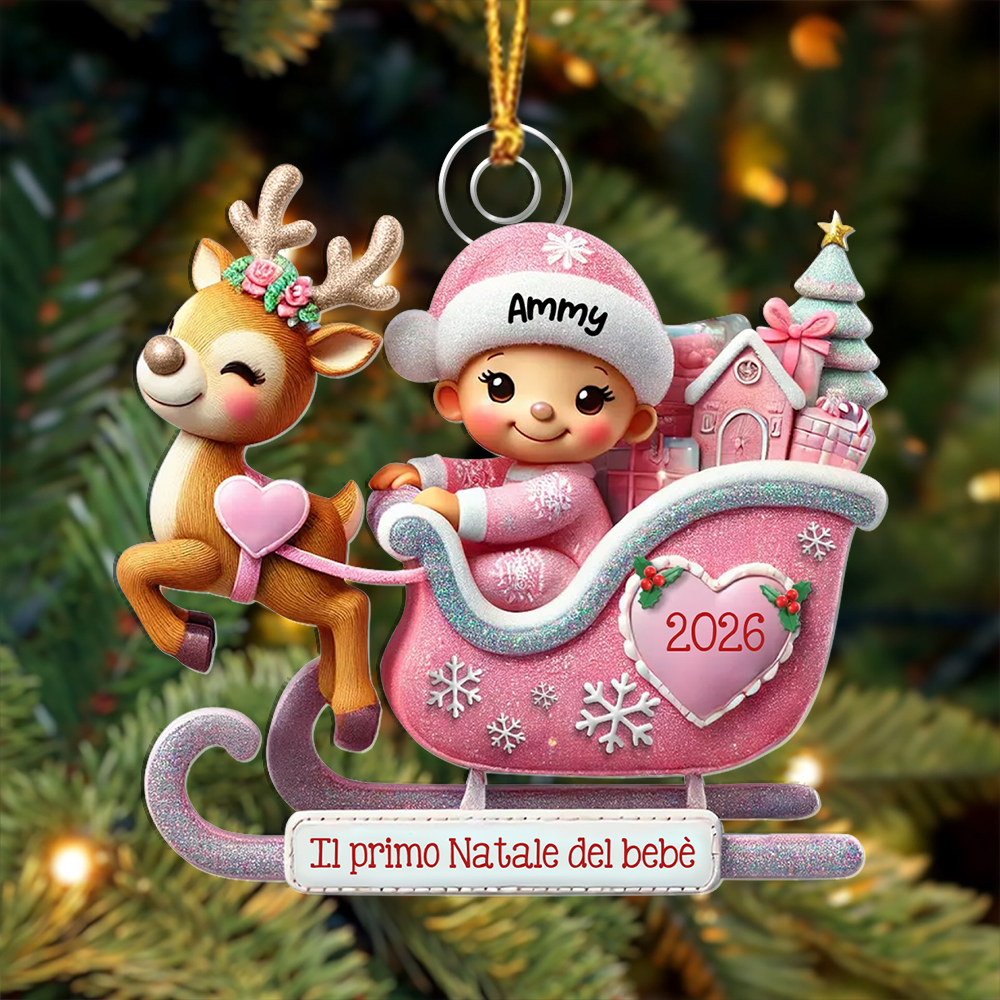 Decorazione personalizzata per albero di Natale a forma di slitta - Primo Natale del bebè