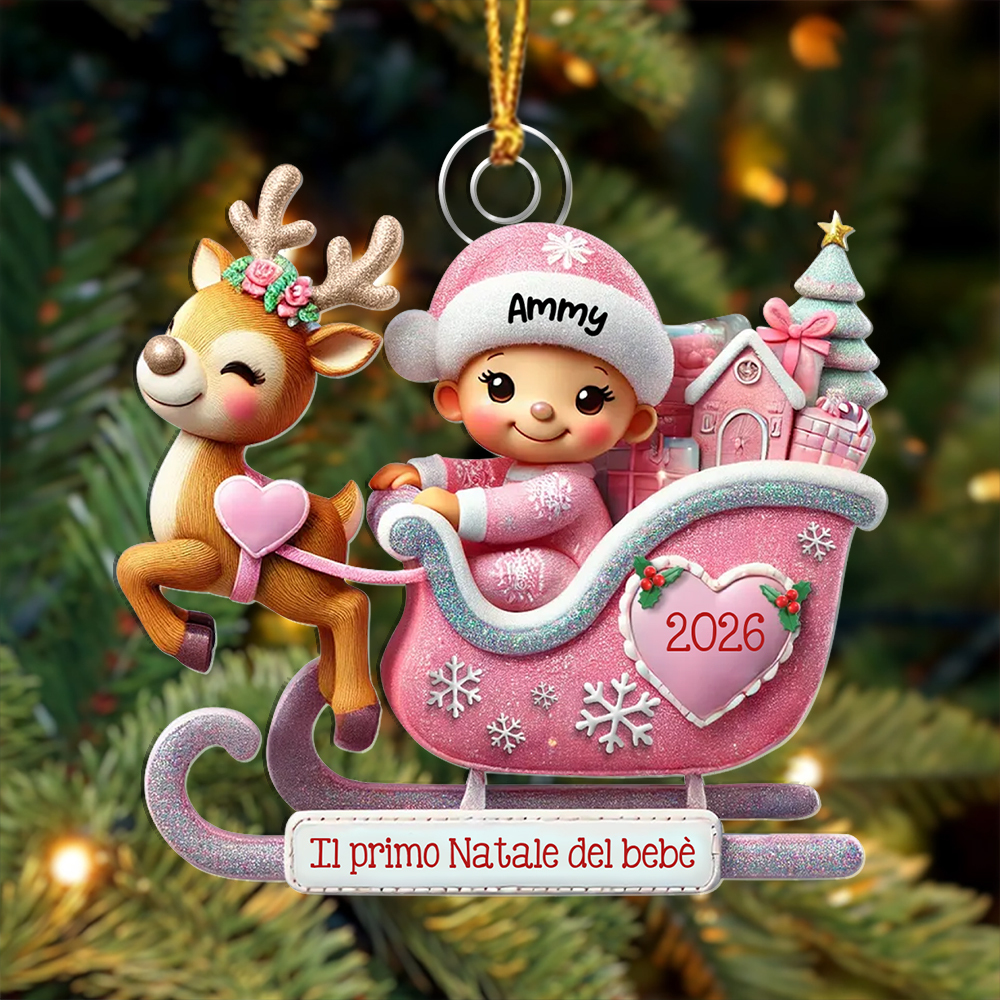 Decorazione personalizzata per albero di Natale a forma di slitta - Primo Natale del bebè