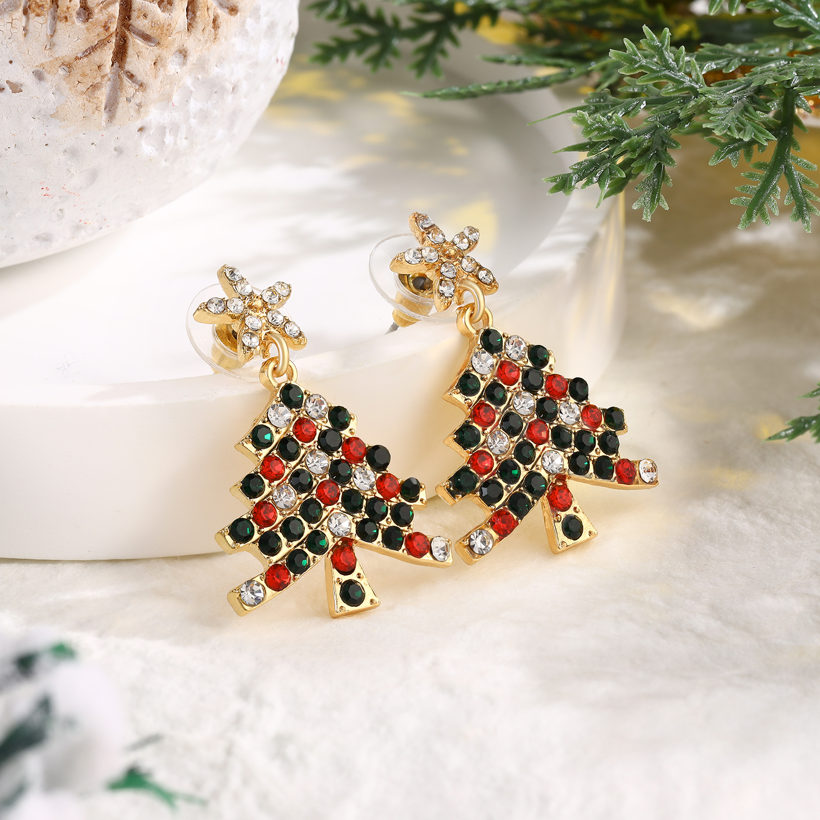 Festive Christmas Tree Earrings Sparkling Holiday Gift | Jessemade
