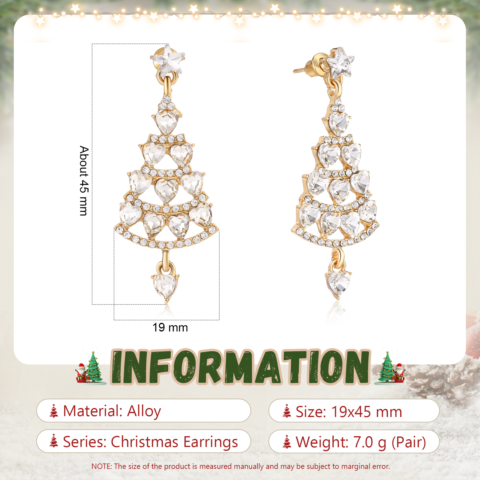 Festive Christmas Tree Earrings Sparkling Holiday Gift | Jessemade