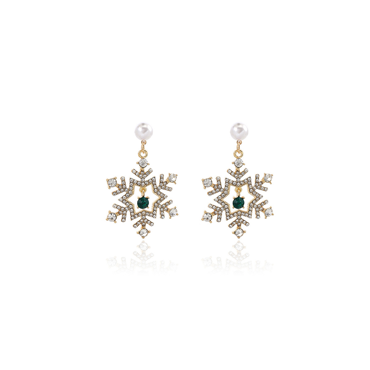 Snowflake Pearl Earrings Christmas Gift for Family Festive Jewelry