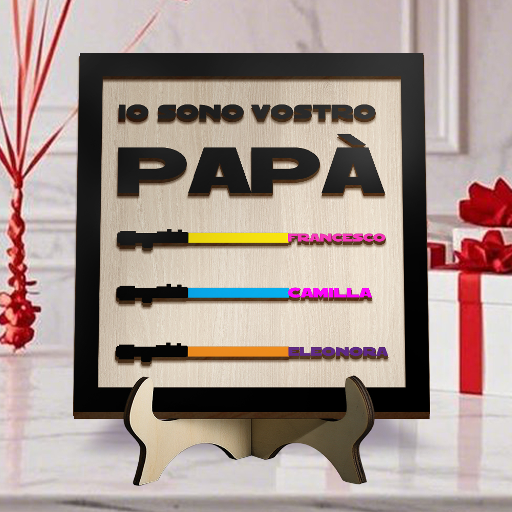 Targa in Legno Personalizzata con i Nomi dei Bambini – Regalo Unico per Nonno e Papà