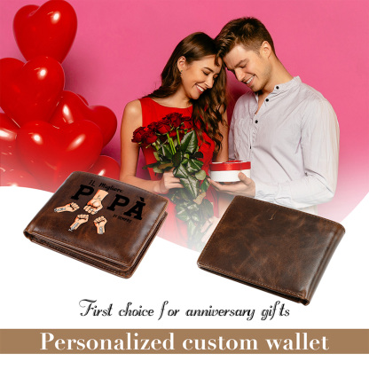 Portafoglio Personalizzato in Vera Pelle con Nomi – Miglior Nonno/Papà del Mondo