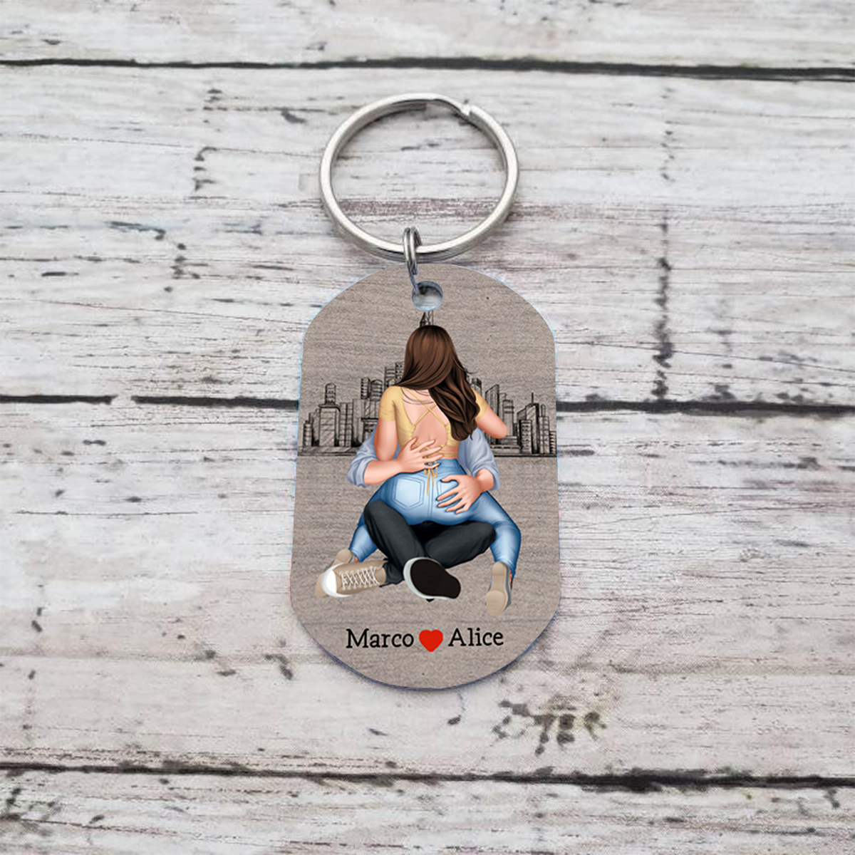 Portachiavi personalizzato coppia abbracciata - Ti terrò per sempre