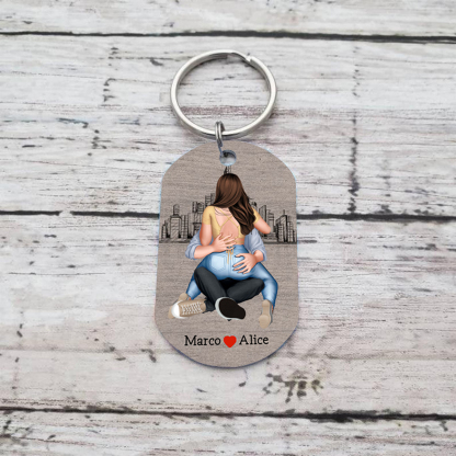 Portachiavi personalizzato coppia abbracciata - Ti terrò per sempre