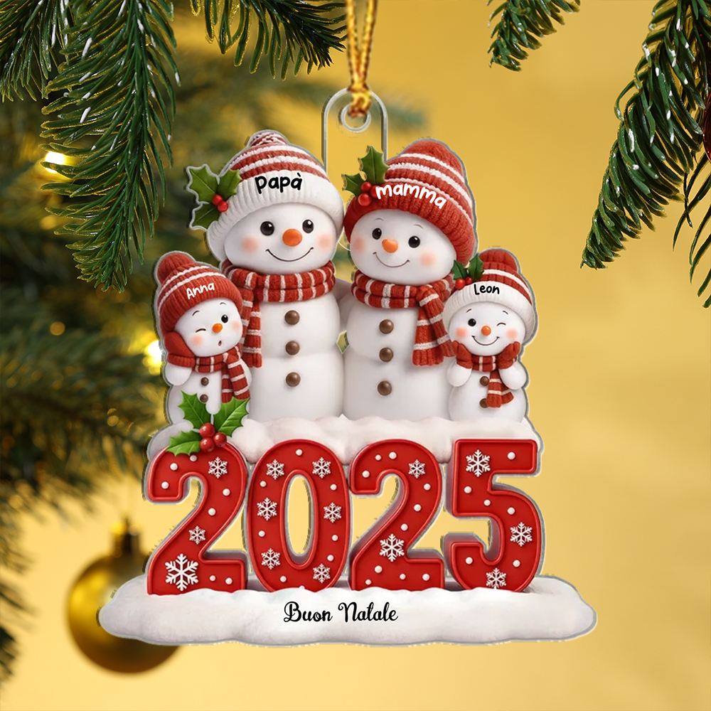 Decorazione per albero di Natale personalizzata Famiglia di pupazzi di neve 2025