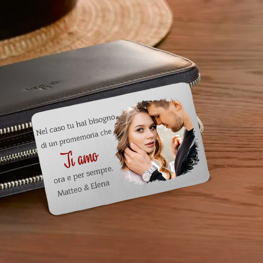 Carta Personalizzata in Lega con Foto e Testo - "Ti amo ora e per sempre" - Regalo di Natale per Lui/Lei | Jessemade