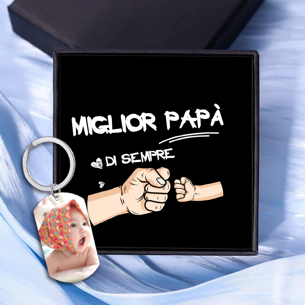 Portachiavi Personalizzato con Foto, Nome, Data e Orologio – "Il Momento in Cui Sei Diventato/a il Mio Papà/Mamma" - Regalo Elegante per Papà/Mamma | Jessemade