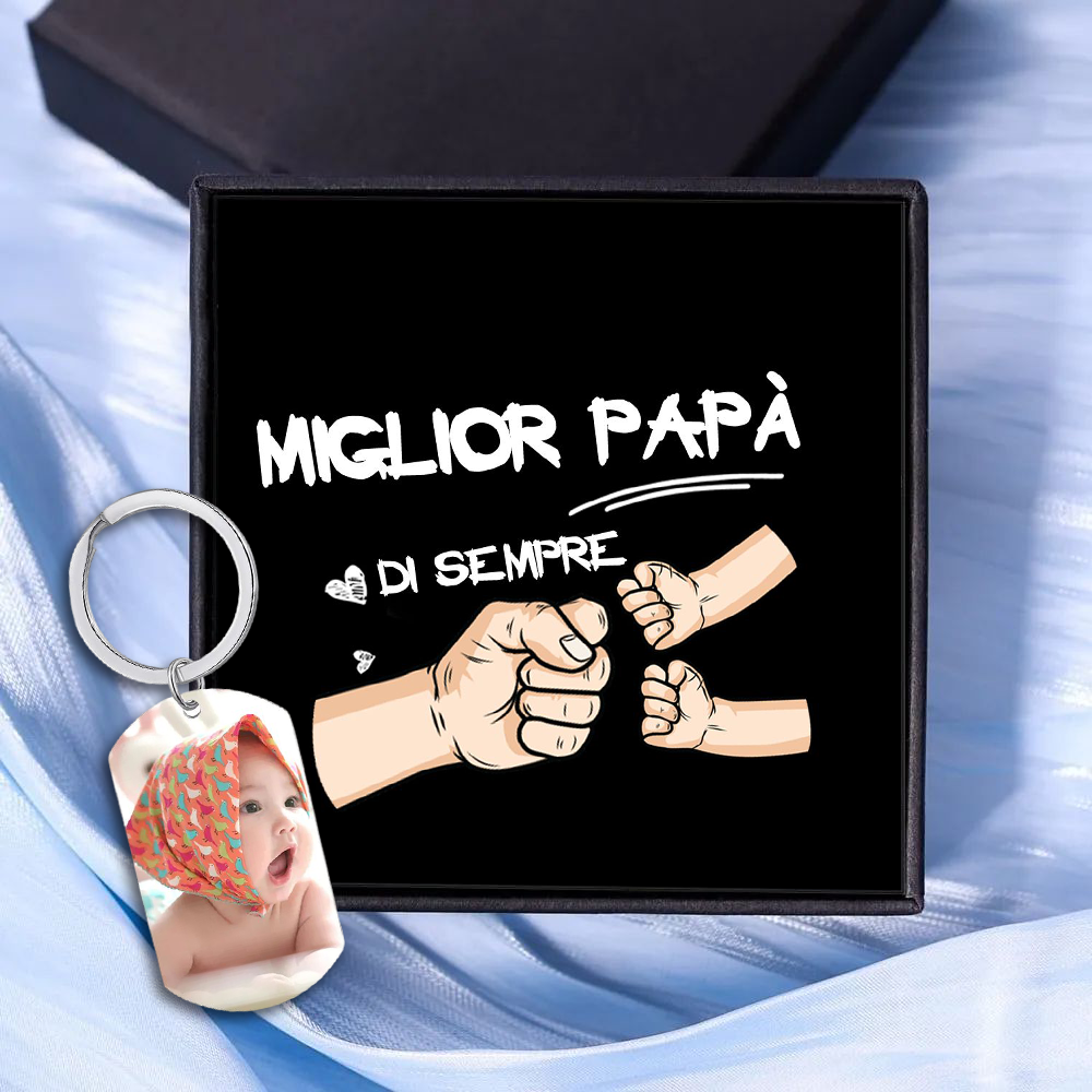 Portachiavi Personalizzato con Foto, Nome, Data e Orologio – "Il Momen