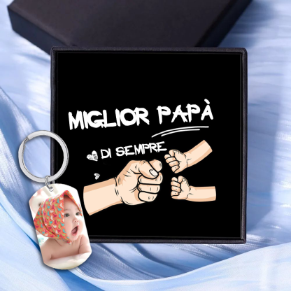 Portachiavi Personalizzato con Foto, Nome, Data e Orologio – "Il Momen