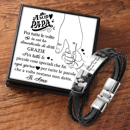 Bracciale in Pelle Personalizzato per Uomo – Incisione 1 Foto & 1 Test