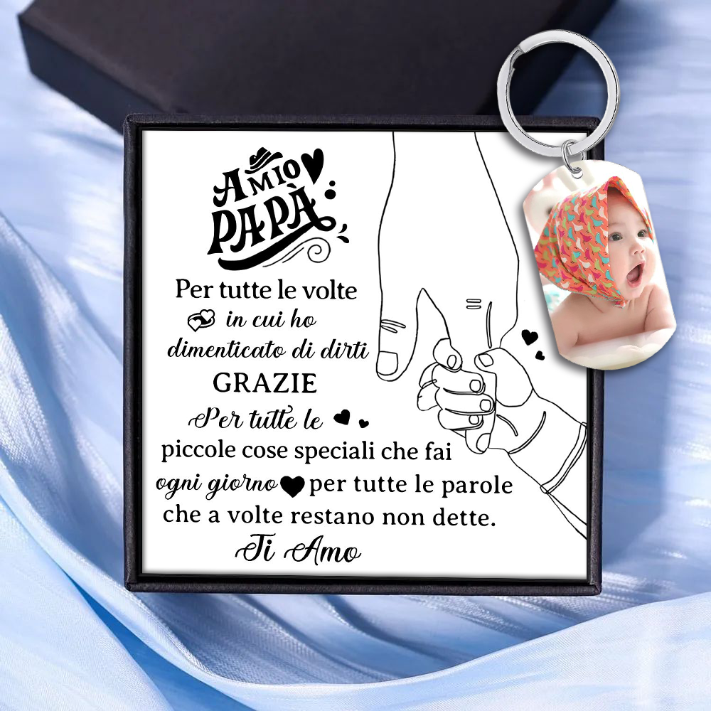 Portachiavi Personalizzato con Foto, Nome, Data e Orologio – "Il Momento in Cui Sei Diventato/a il Mio Papà/Mamma" - Regalo Elegante per Papà/Mamma | Jessemade