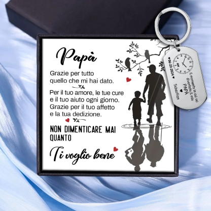 Portachiavi Personalizzato con Foto, Nome, Data e Orologio – "Il Momento in Cui Sei Diventato/a il Mio Papà/Mamma" - Regalo Elegante per Papà/Mamma | Jessemade
