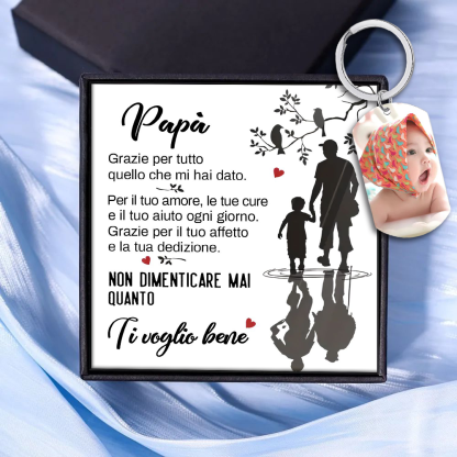 Portachiavi Personalizzato con Foto, Nome, Data e Orologio – "Il Momento in Cui Sei Diventato/a il Mio Papà/Mamma" - Regalo Elegante per Papà/Mamma | Jessemade