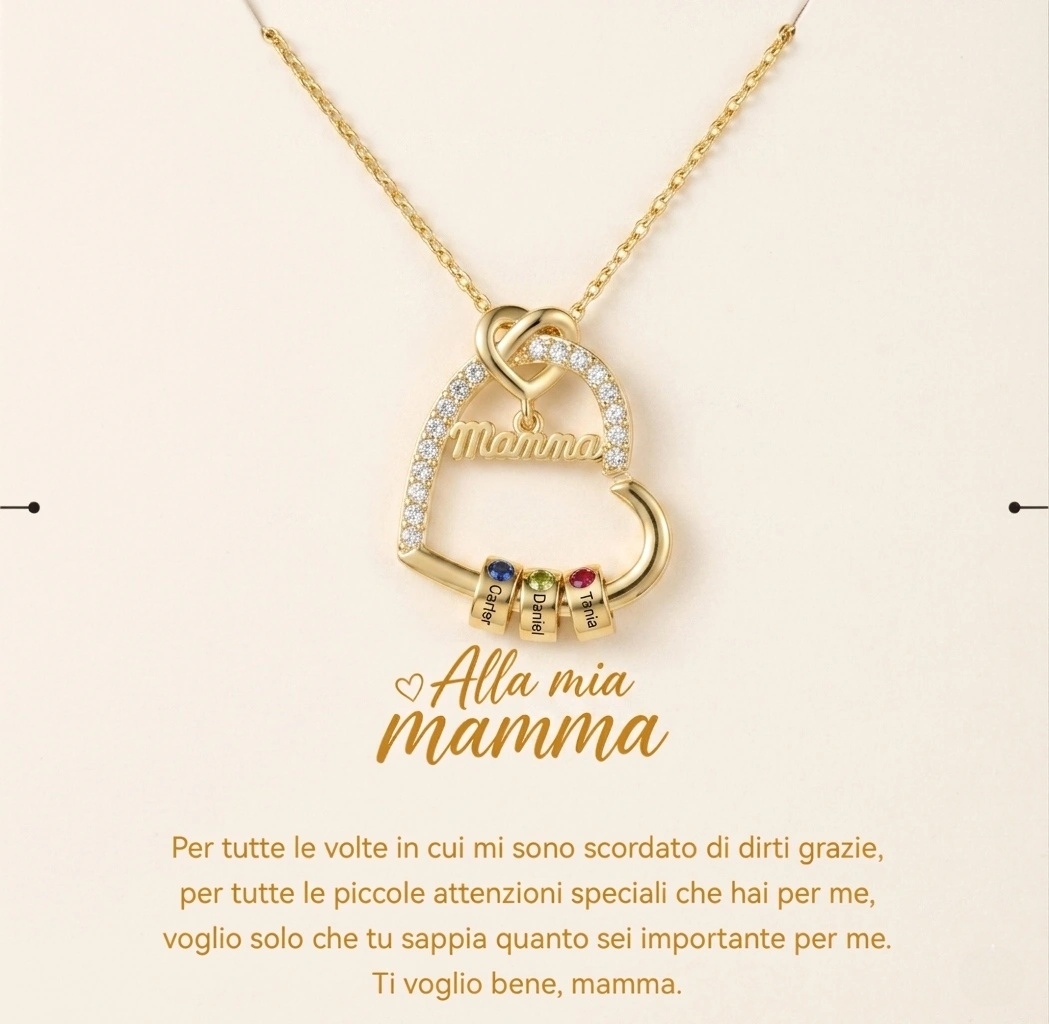 Collana personalizzata per la nonna con cuori