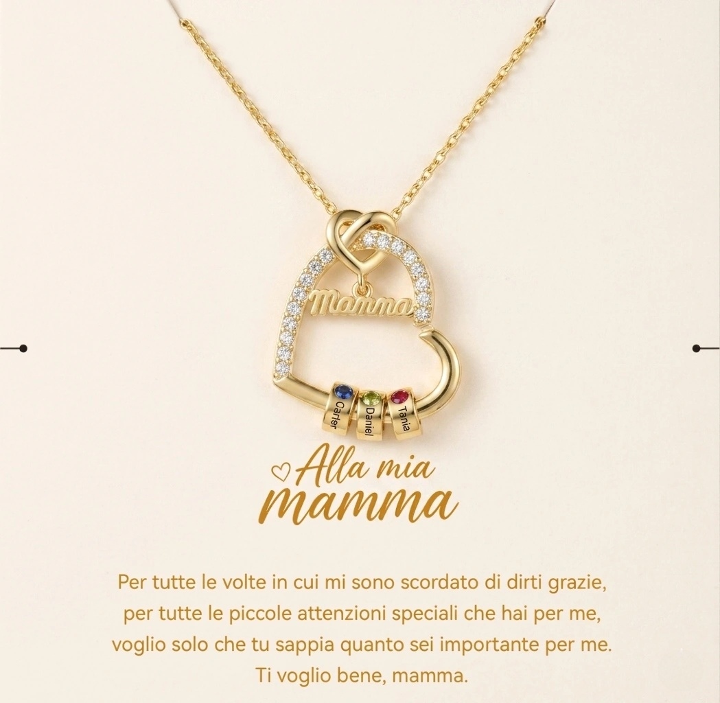 Collana personalizzata per la nonna con cuori