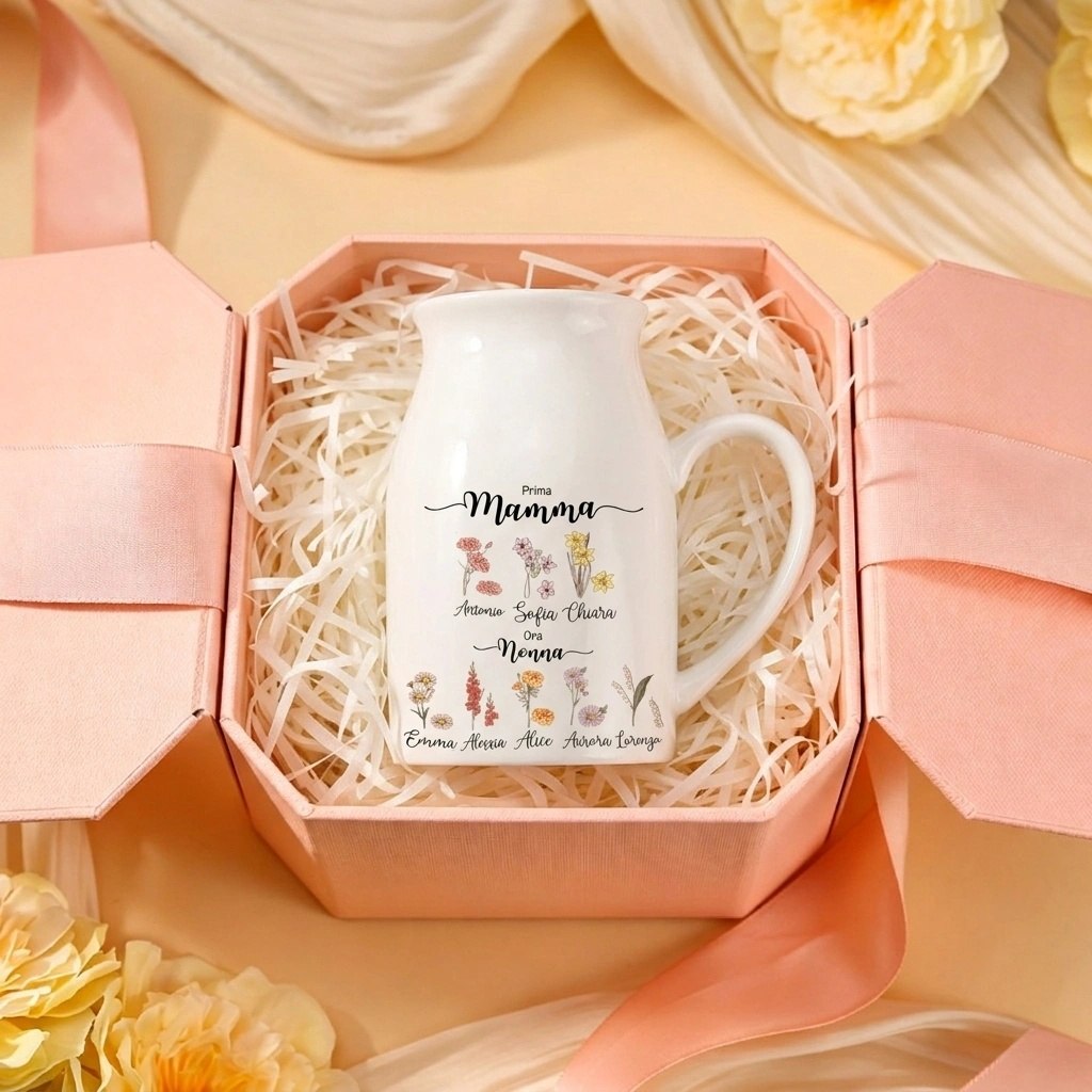 Prima mamma, ora nonna vaso in ceramica floreale personalizzato