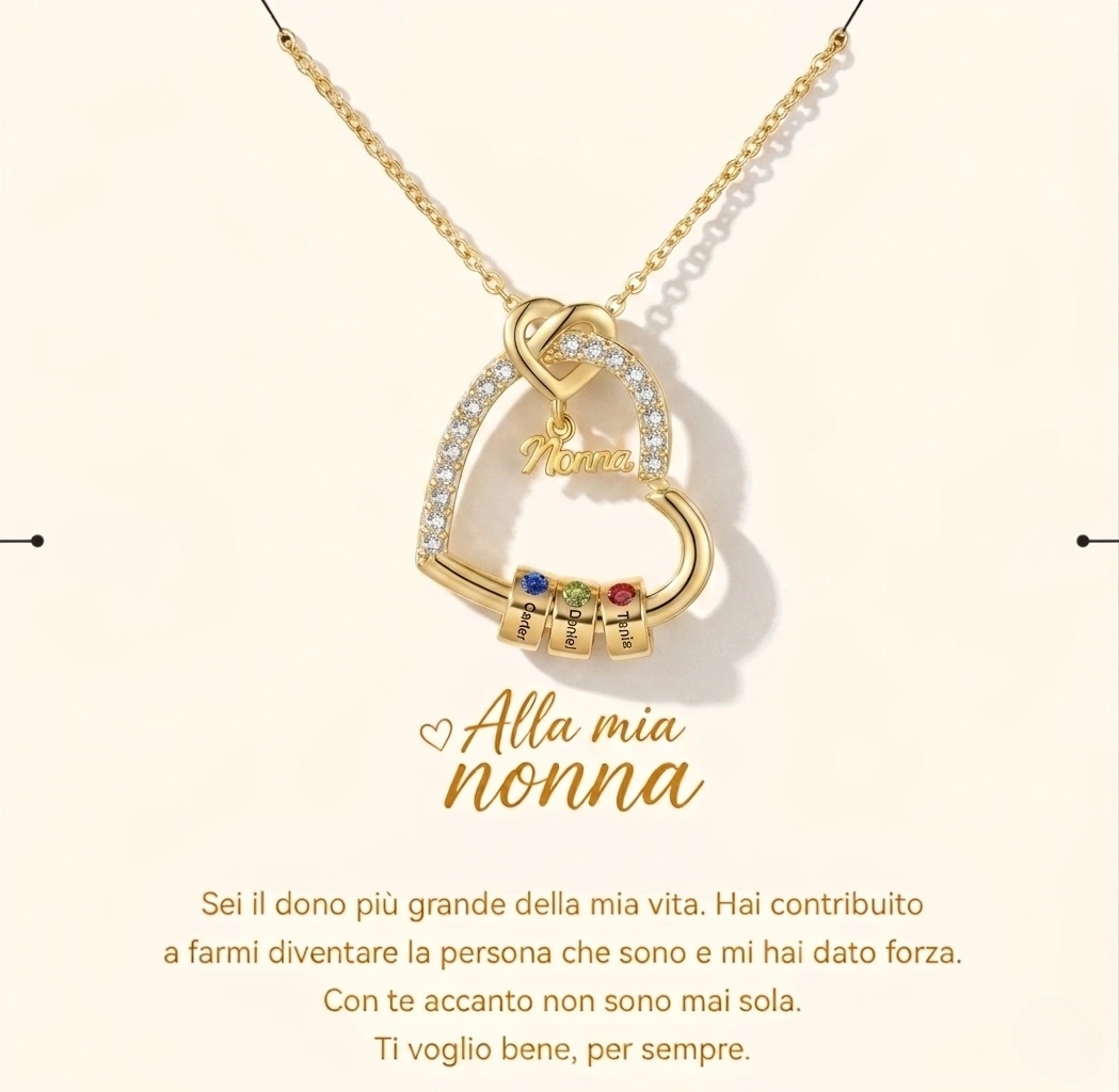 Collana personalizzata per la nonna con cuori