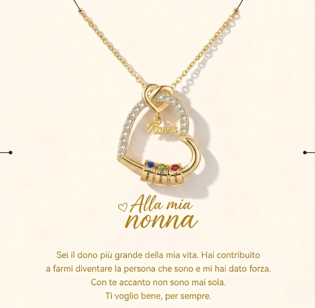 Collana personalizzata per la nonna con cuori