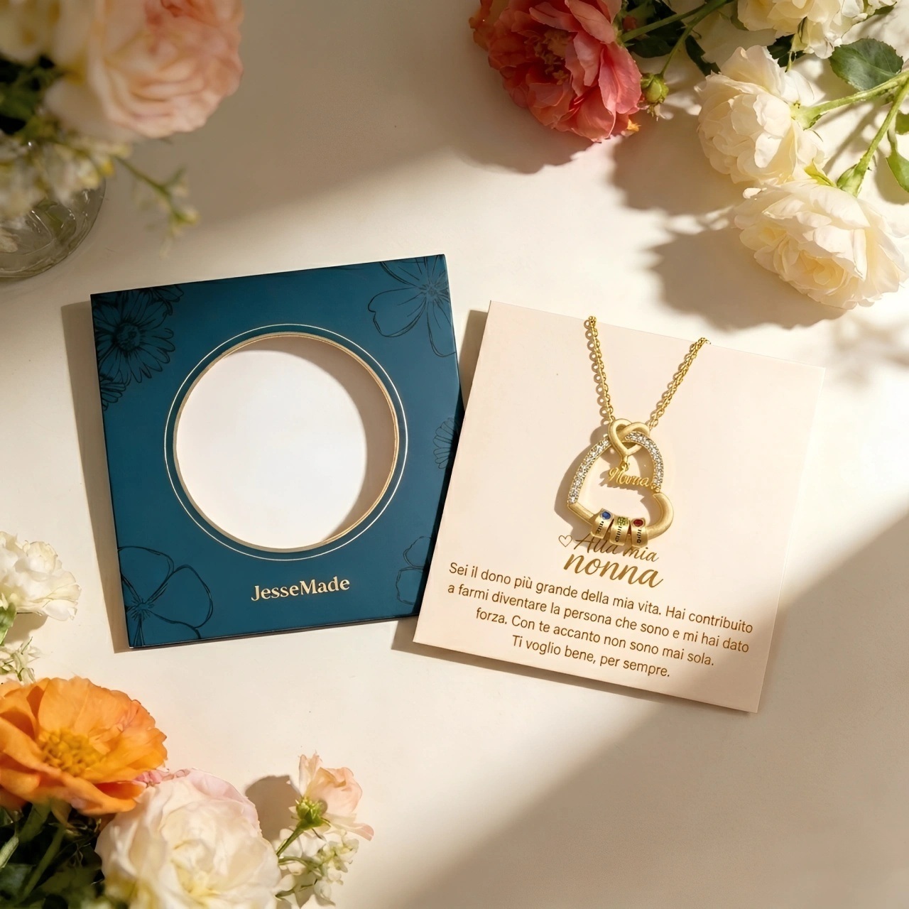 Collana personalizzata per la nonna con cuori