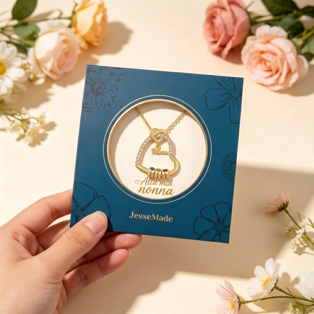Collana personalizzata per la nonna con cuori