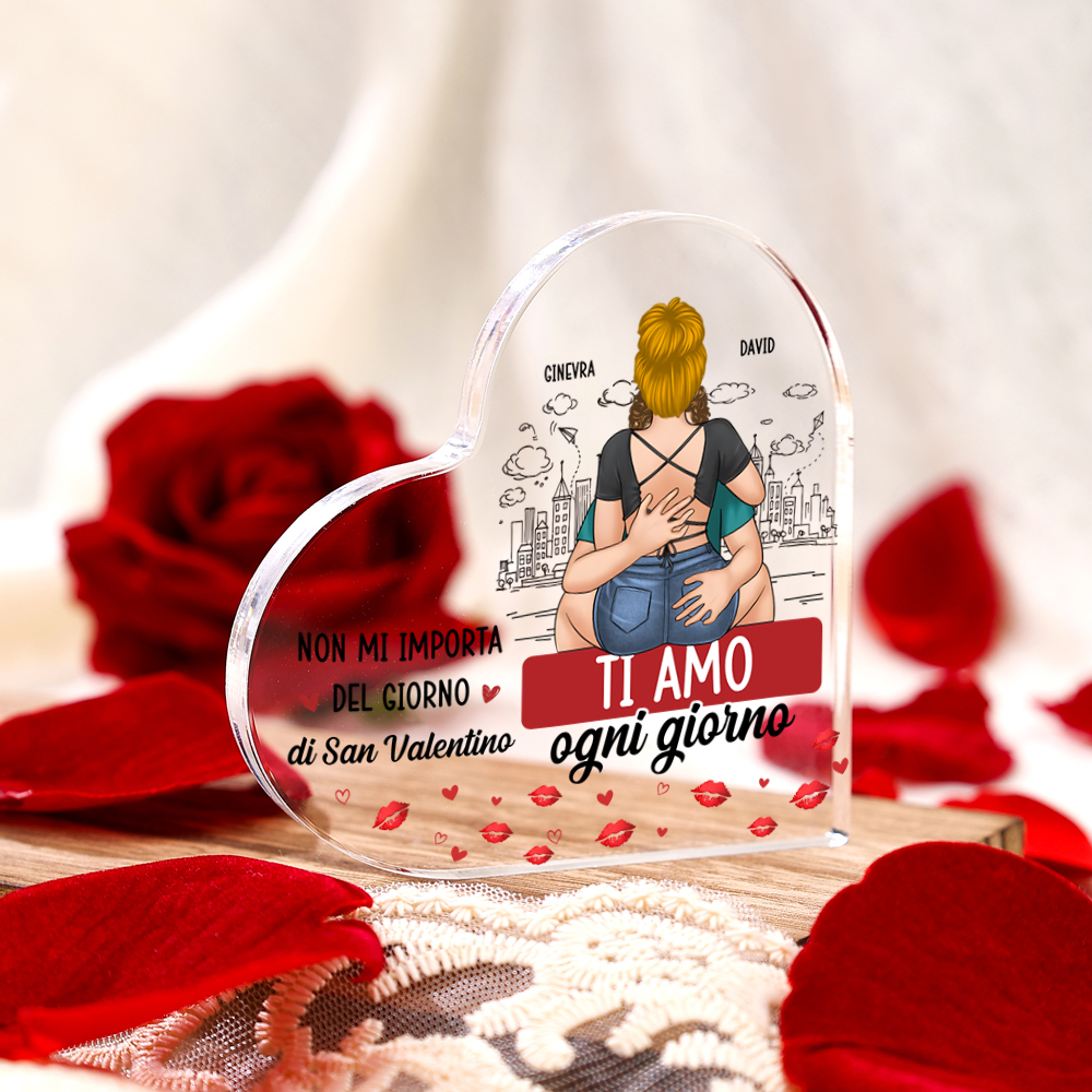 Targa in acrilico a forma di cuore personalizzata Ti amo ogni giorno Regalo di San Valentino per coppia