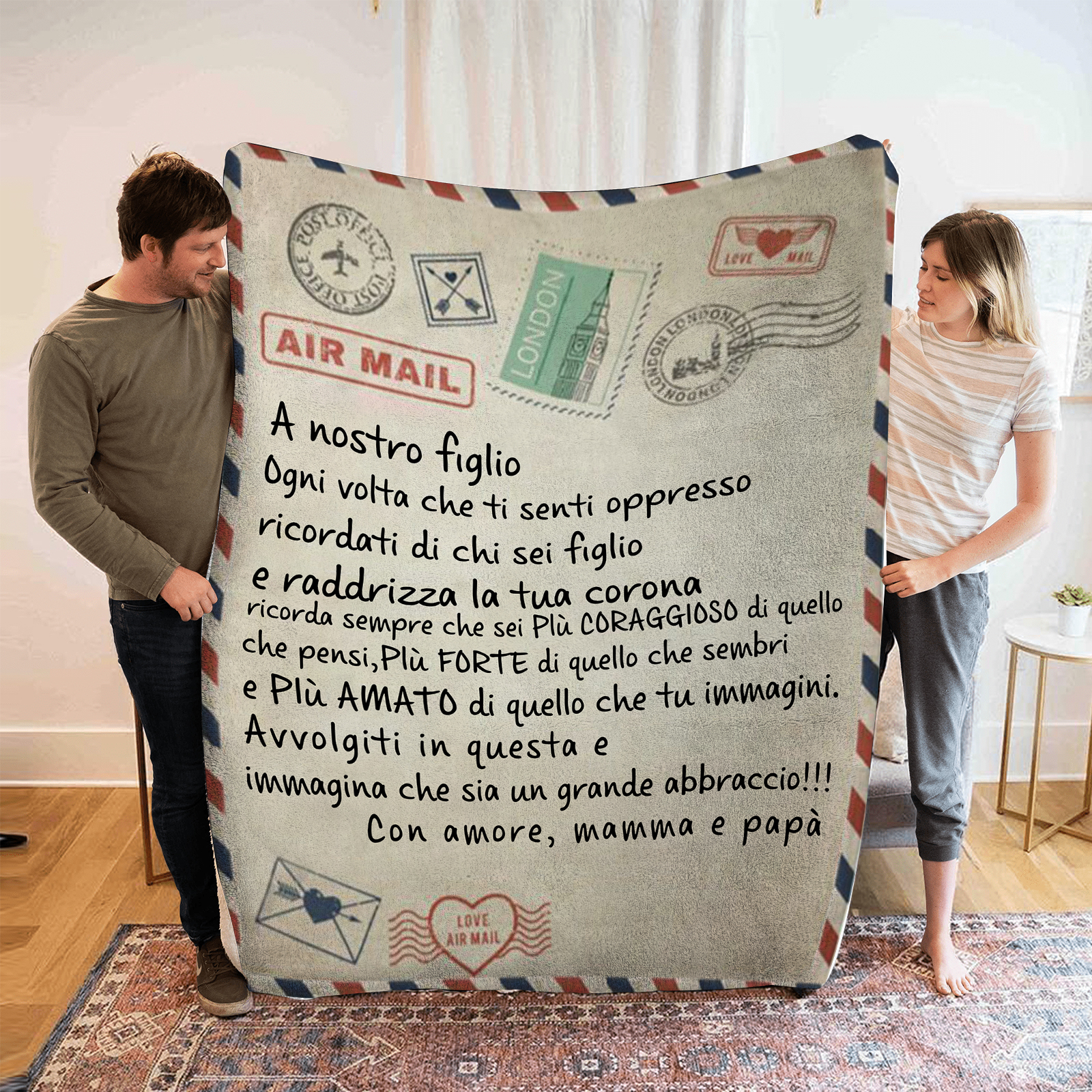 Lettera per mio figlio coperta da mamma papà regalo famiglia