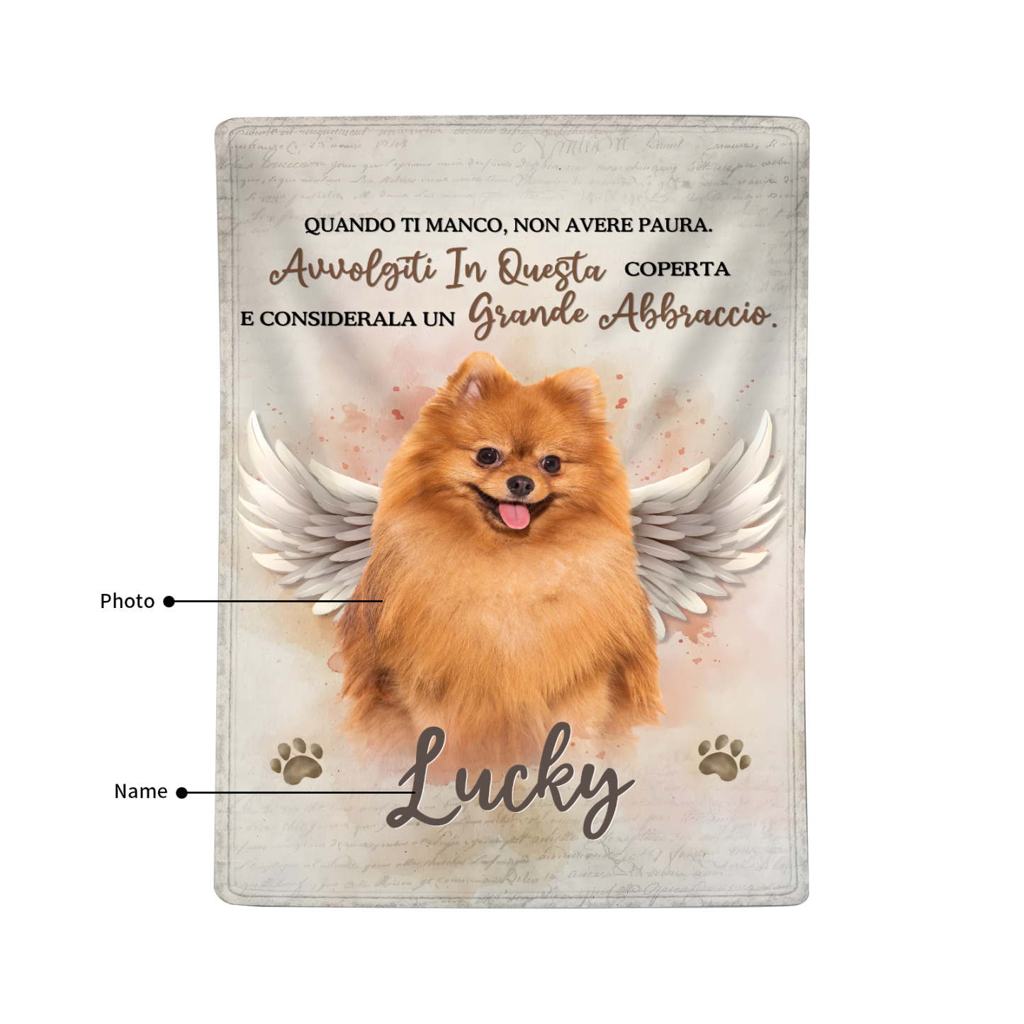 Coperta commemorativa personalizzata per animali domestici - Coperta in flanella con foto e nome personalizzati | Jessemade